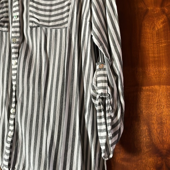 Ruby Rd. Long sleeve button down shirt, Size XL, Black and white stripe - Picture 7 of 12
